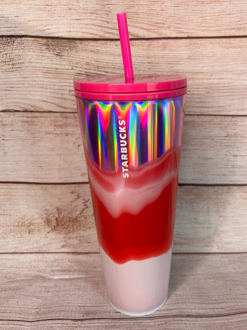 Starbucks 2021 Pink Red
Wave 24oz Venti Holiday Tumbler
Holographic Marble Ombre